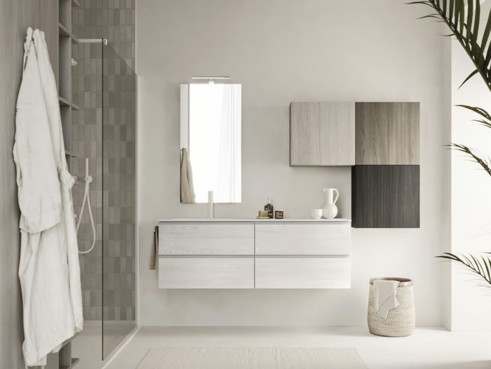 HO.ME PLUS 14 - Single wall-mounted vanity unit with mirror _ Arbi Arredobagno